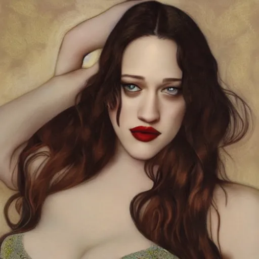 Prompt: Kat Dennings by Livia Prima,Mucha,Magali Villeneuve,beautiful