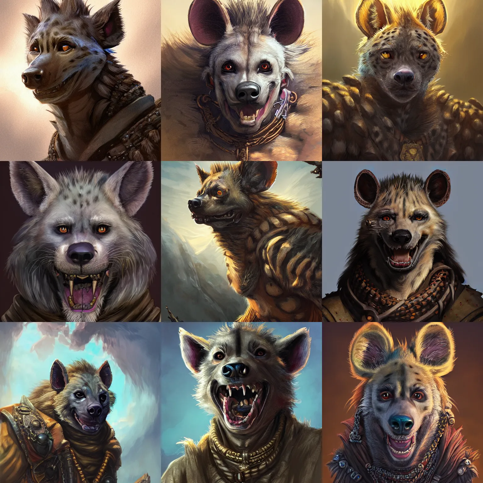 Prompt: pathfinder gnoll hyena damphir magus portrait, highly detailed, d & d, fantasy, highly detailed, digital painting, trending on artstation, concept art, sharp focus, illustration, global illumination, shaded, art by artgerm and greg rutkowski and fuji choko and viktoria gavrilenko and hoang lap