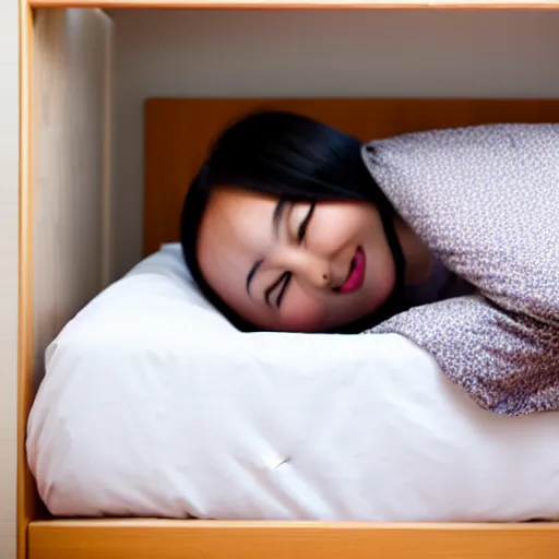 Image similar to ayuwoki hidding behind a bed