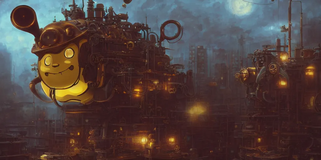 Prompt: A highly detailed matte oil painting of a steampunk mechanical Pikachu by Studio Ghibli, by Mokoto Shinkai, hyperrealistic, cinematic, breathtaking, beautiful composition, by Artgerm, by beeple, volumetric lighting, octane render, 4K resolution, trending on artstation