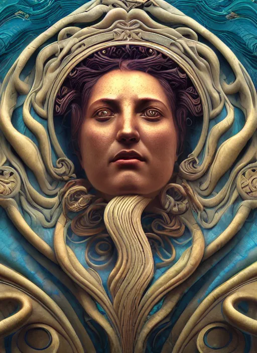 Image similar to roman emperor, wooden art nouveau swirls, subsurface scattering, in the style of james jean and tomasz alen kopera, mystical colors, rim light, beautiful lighting, 8 k, stunning scene, raytracing, octane render, trending on artstation