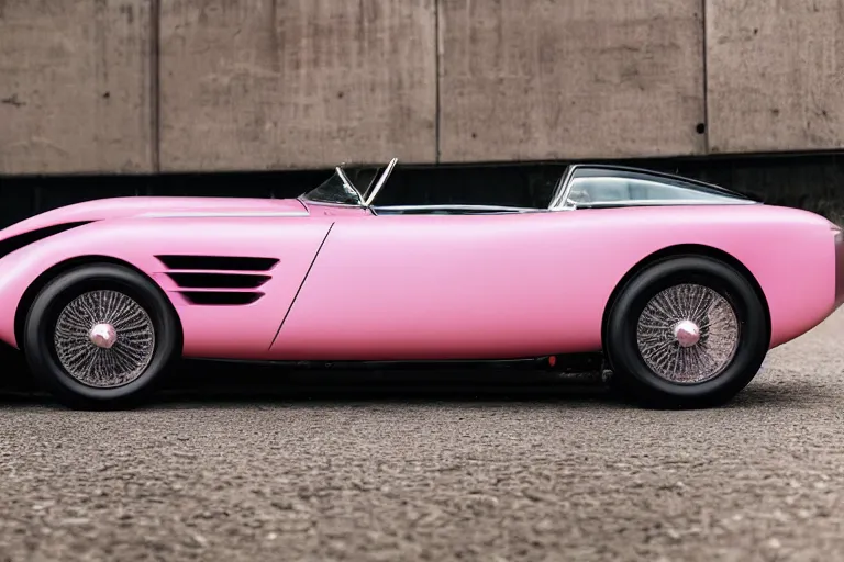Image similar to Elegant photography of the pink panther car designed by Aston Martin