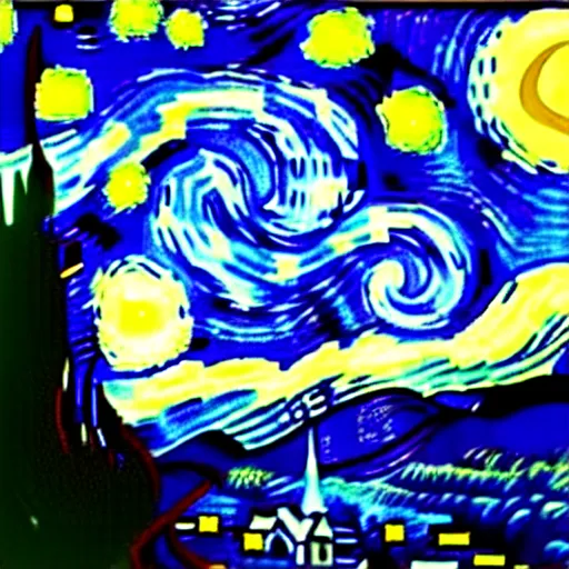 Prompt: mcdonald, starry night, von gogh