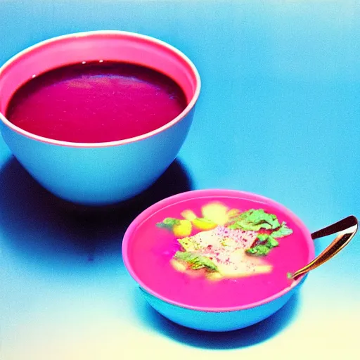 Image similar to a cyan and pink soup.