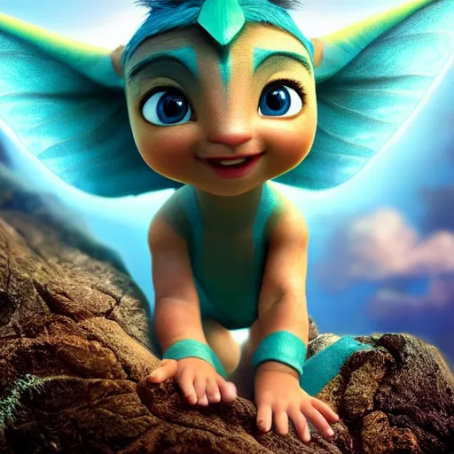 Prompt: full body pose, hyperrealistic photograph of a cute baby navi from avatar, dim volumetric lighting, 8 k, octane beautifully detailed render, extremely hyper detailed, intricate, epic composition, cinematic lighting, masterpiece, trending on artstation, very very detailed, stunning, hdr, smooth, sharp focus, high resolution, award, winning photo, dslr, 5 0 mm