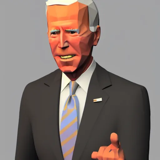 Image similar to 3 d low poly render of joe biden, detailed, award winning