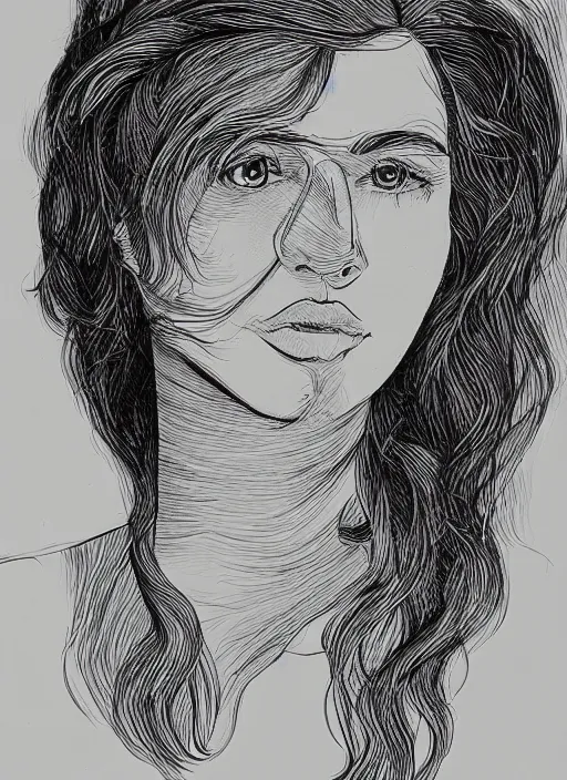 Image similar to single continuous line art drawing of a woman's portrait