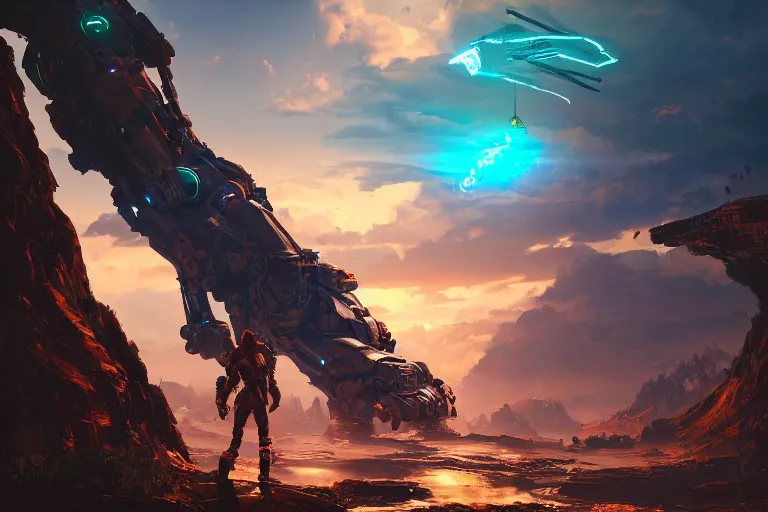 Image similar to slitherfang machine mecanical creature robot of horizon forbidden west horizon zero dawn radiating a glowing aura global illumination ray tracing hdr fanart arstation by ian pesty and alena aenami artworks in 4 k