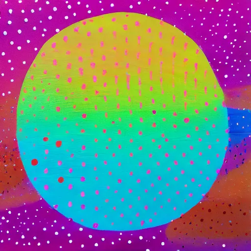 Prompt: spotty pointism, super bright colors, colored spots, mixed acrylic, painting come to life