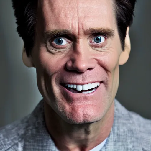 Image similar to a portrait of jim carrey wearing mechanical implants