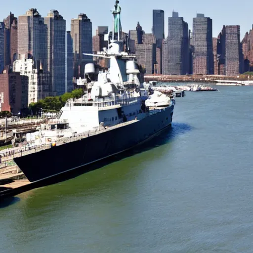 Prompt: view of New York warship marina