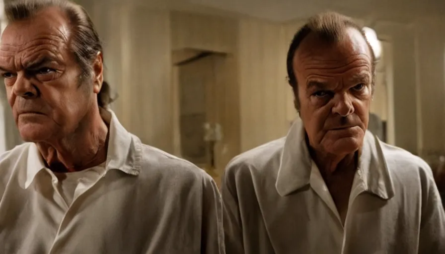 Image similar to 37 year young Jack Nicholson as Randle McMurphy in The Avengers (2012), cinematic lighting, off-center composition, cinematography