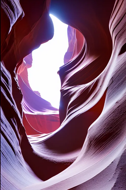 Image similar to antelope canyon in infrared photo by arthur haas and bruce pennington and john schoenherr, cinematic matte painting, 8 k, dark color palate