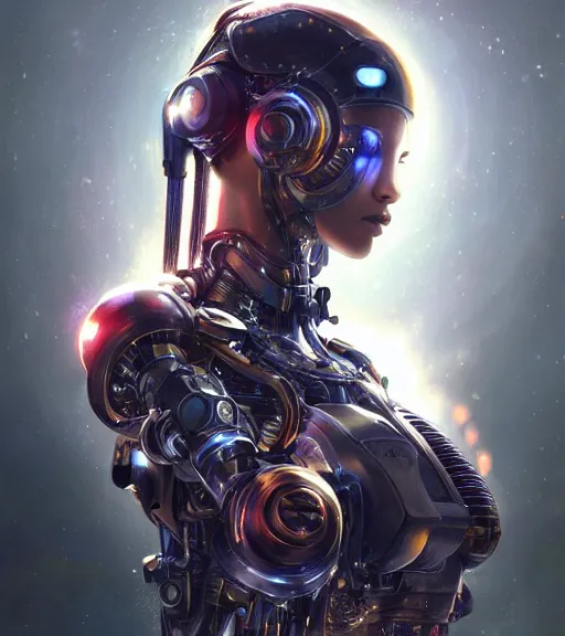 Prompt: ultra realistic full shot of a beautiful cyborg girl with mechanical arms, cyberpunk, sci - fi, fantasy, kodak, colour led, soft light, volumetric lighting, night, intricate, elegant, highly detailed, digital painting, artstation, concept art, smooth, sharp focus, illustration, art by artgerm and greg rutkowski and alphonse mucha