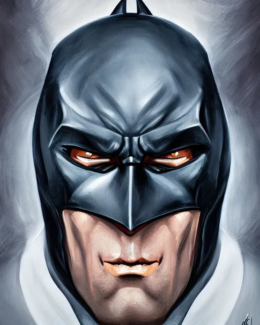 Image similar to digital painting of a batman warrior by filipe pagliuso and justin gerard, symmetric, fantasy, highly detailed, realistic, intricate, portrait, sharp focus,