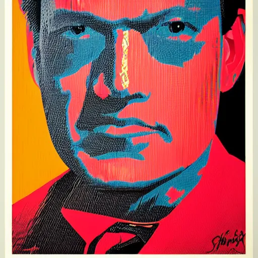 Prompt: paintings of blake shelton by shepard fairey