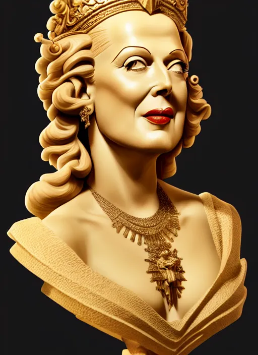 Image similar to high intricate bust of an hedy lamarr carved from wood in baroque style, studio light, maria panfilova, andrea savchenko, mike kime, ludovic plouffe, qi sheng luo, oliver cook, trending on artstation