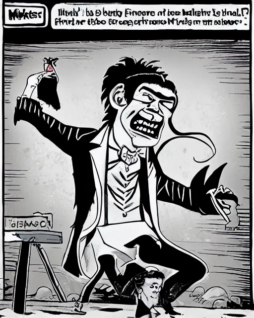 Image similar to frankenstein's monster as an elvis impersonator. funny cartoon, comic illustration, humor, humorous, comedic, professional, award - winning