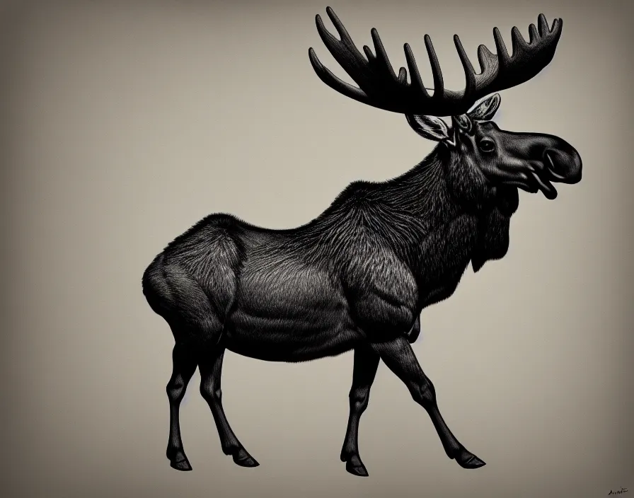 Prompt: moose in ambrotype, digital painting, trending on artstation, sharp focus, 4 k