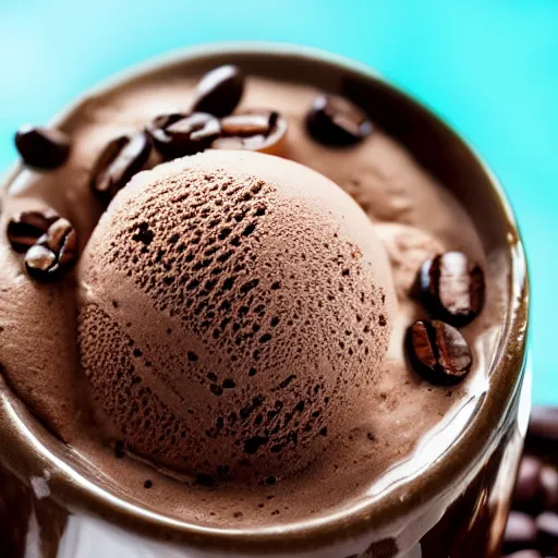 Prompt: photo closeup of coffee ice cream