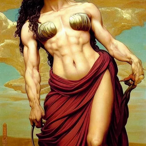 Prompt: Full body oil painting of the beautiful woman Gal Gadot, she is wearing some withe ancient roman cloths and a surreal ornate, her hair is natural disheveled, naturalism, dramatic lighting, high-detailed oil painting by Ilya Repin, Michelangelo da Caravaggio, William Blake, Alex Grey and Beksinski, trending on Artsatio, masterpiece, 4k, 8k,