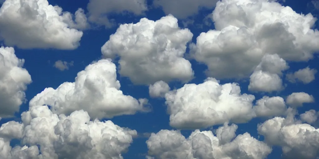 Prompt: fluffy clouds shaped like animals.