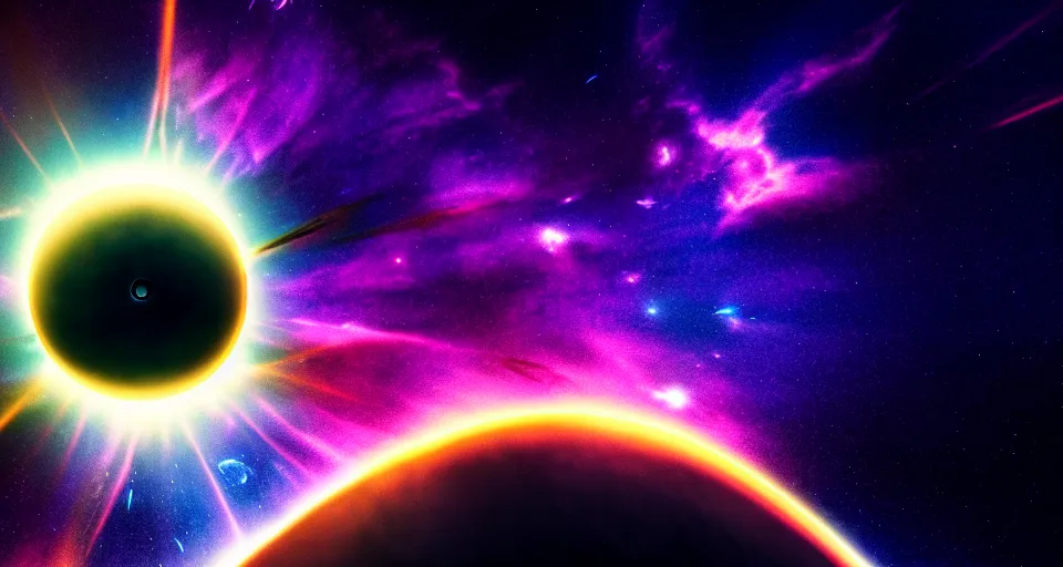 Prompt: minimalist cinematic scifi render of a dramatic powerful nebula in space, dramatic powerful nebula homeworld skies, 4 k, 8 k, hd