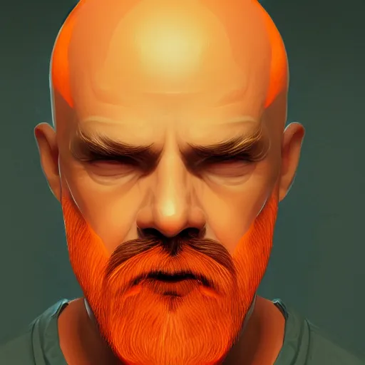 Prompt: portrait of a bald man with a big orange beard, digital art, artstation cgsociety masterpiece