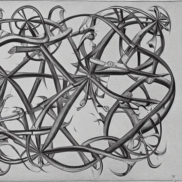 Prompt: the chemical element hydrogen by m. c. escher