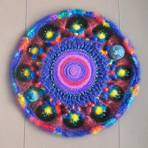 Image similar to Liminal space in outer space!!!, ((yarn mandala))