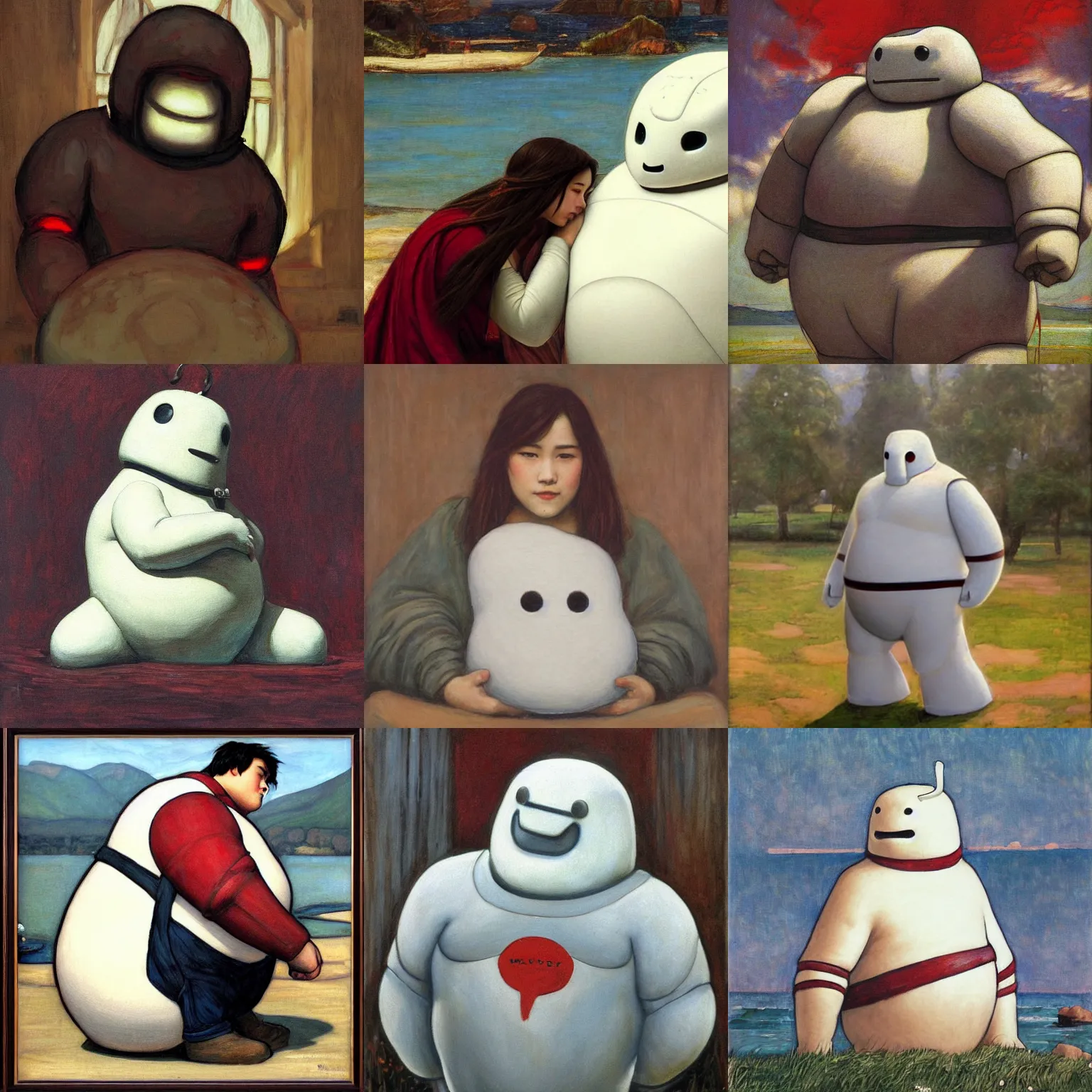 Prompt: baymax, masterpiece painted by waterhouse