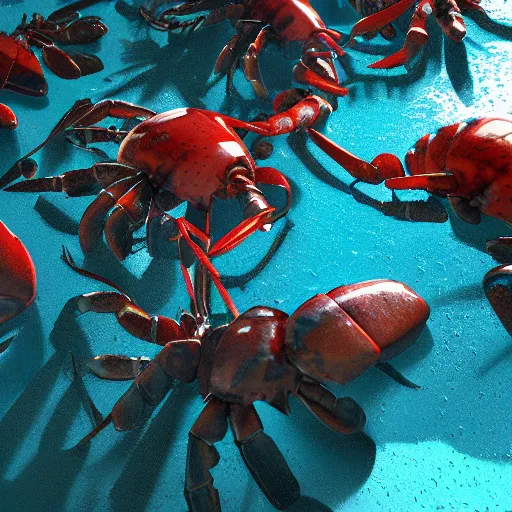 Image similar to lobsterpunk world. hyperdetailed photorealism, volumetric lighting, 3 d finalrender