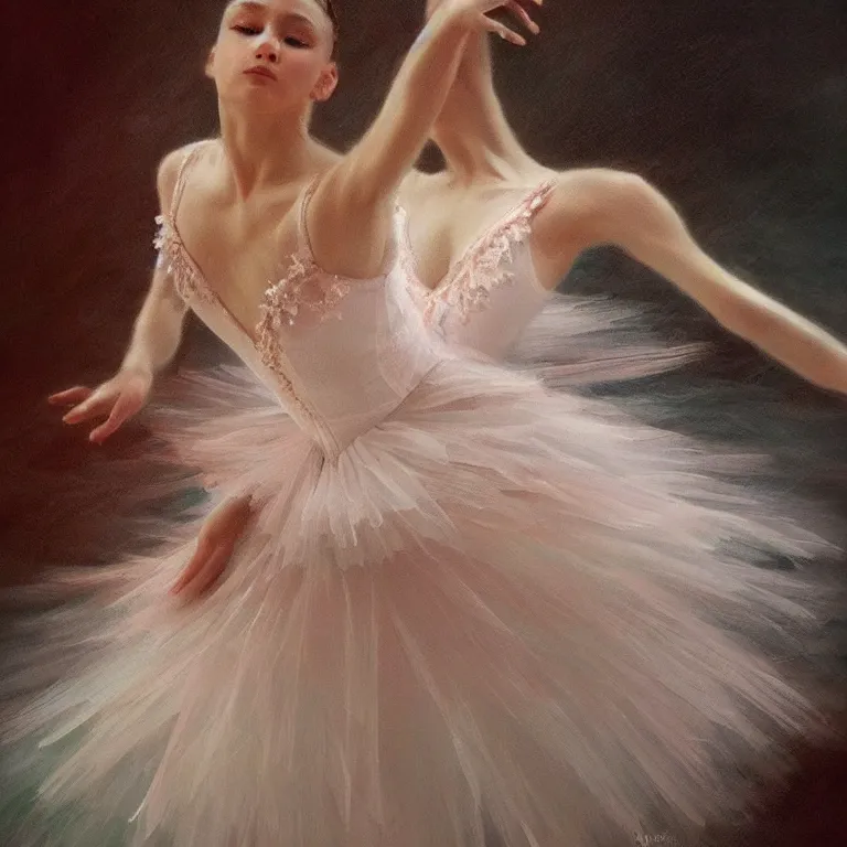 Image similar to ultra detailed hyper realistic deep focus smooth artstation wlop award winning ballerina monet