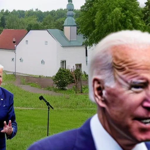 Image similar to Joe Biden holding a speech about a german town being flooded