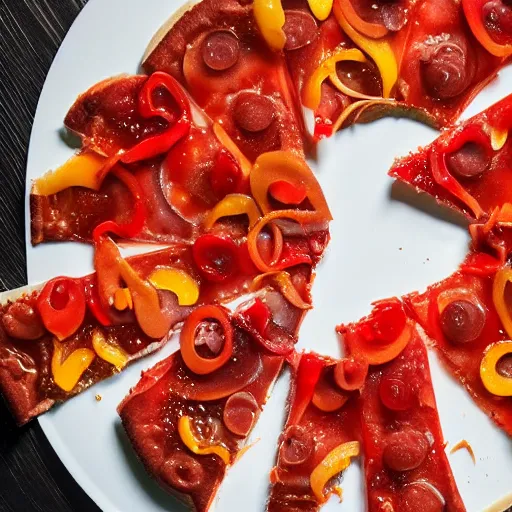 Prompt: high resolution photo of gummy pizza, michelin star, very tasty, food photography, instagram, trending