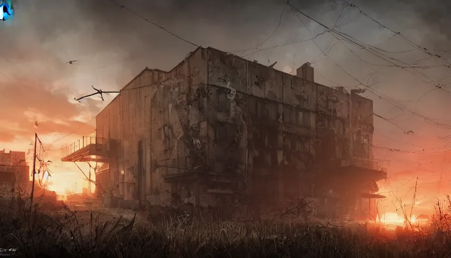 Image similar to call of duty view of an abandoned warehouse, shooting at zombies, cobwebs and sunset light, hyperdetailed, artstation, cgsociety, 8 k