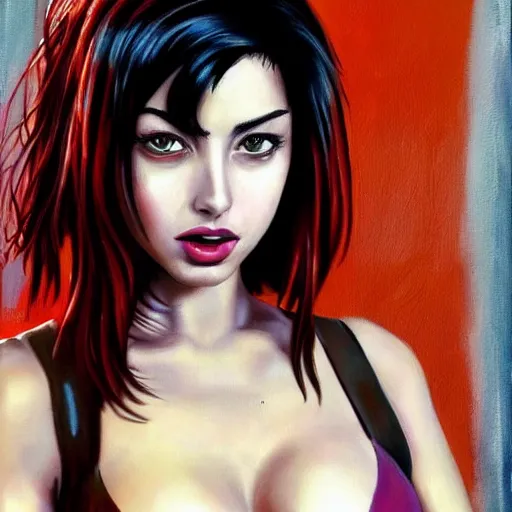 Image similar to Ana de Armas as faye valentine from Cowboy Bebop, extremely detailed, photorealistic painting, portrait