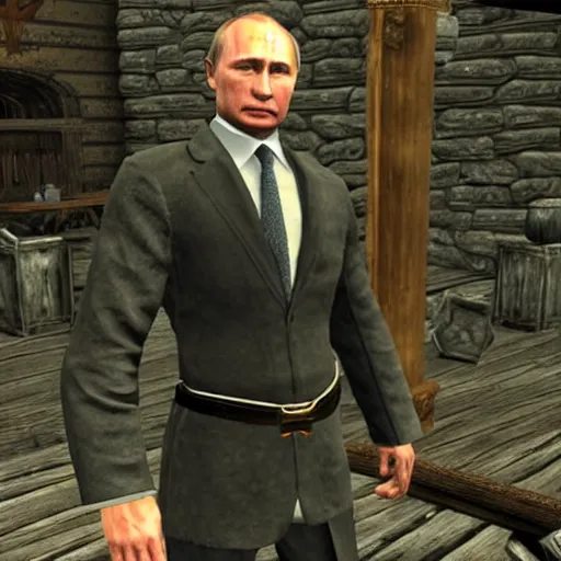 Prompt: Vladimir Putin in Skyrim