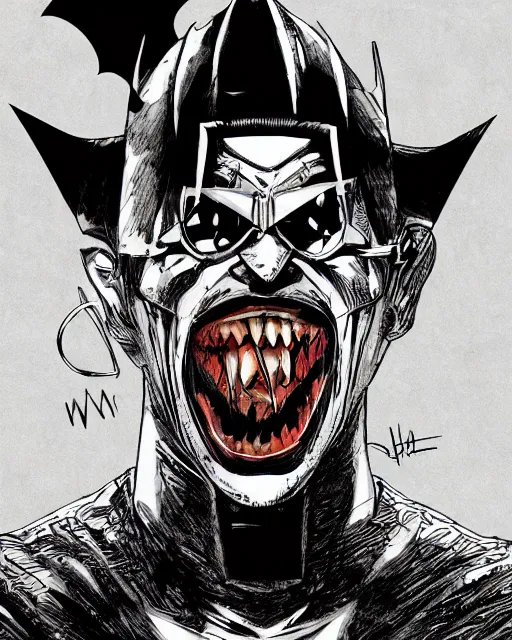 Image similar to the batman who laughs, comic strip style, dynamic lighting, fantasy concept art, trending on art station, stunning visuals, creative, cinematic, portrait, ultra detailed