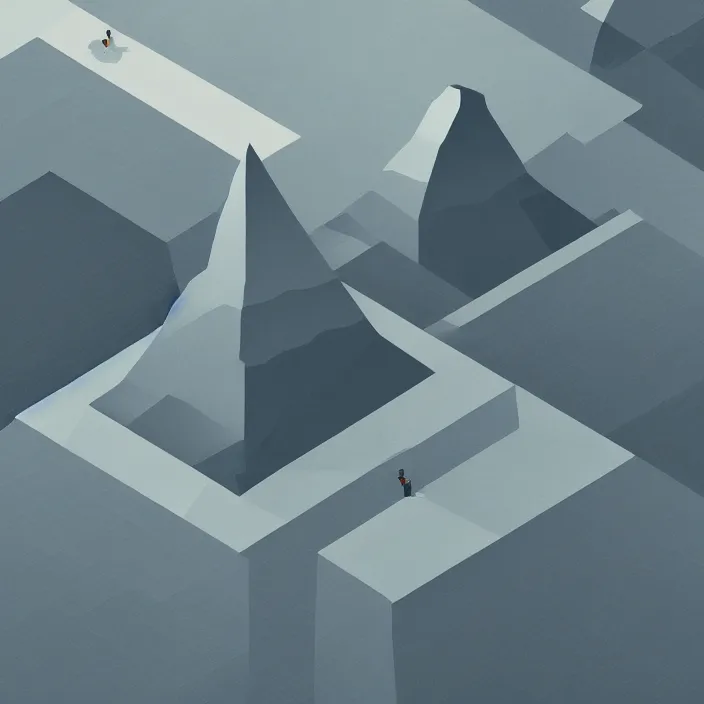 Image similar to isometric view of a giant floating triangular monolith in a valley by james gilleard, textured, detailed, beautiful, 8 k wallpaper