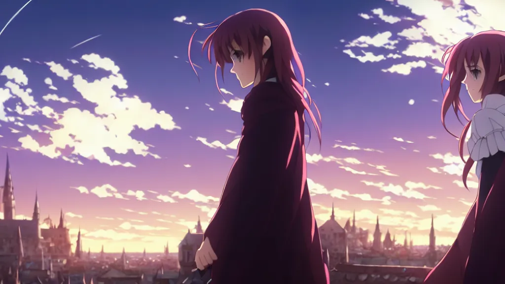 Image similar to emma watson in heavens feel movie, demon slayer, ufotable, kyoani, high quality, artstation, greg rutkowski, cinematic, city background, night time, rooftop, fate stay night, unlimited blade works, greg rutkowski, high resolution, dynamic pose, close up, street clothes, action, anime, high angle, sakuga