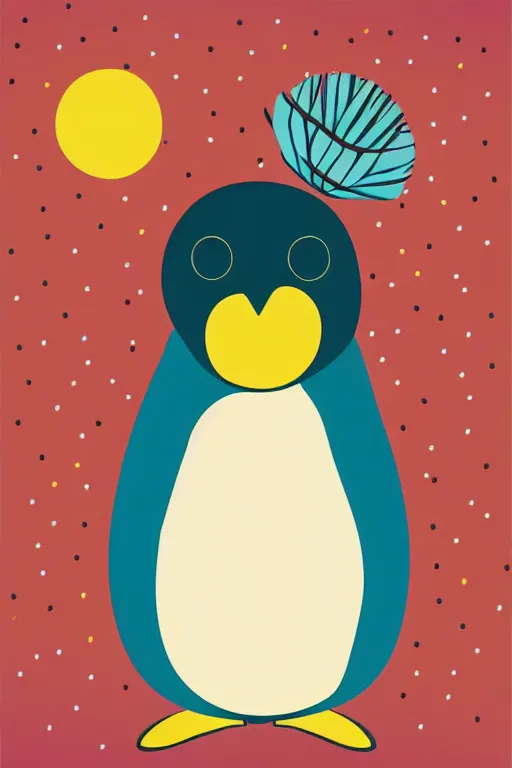 Image similar to minimalist boho style art of a colorful penguin, illustration, vector art