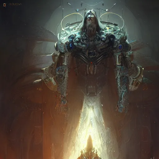 Image similar to mechanical king of quantum, elden ring, by greg rutkowski