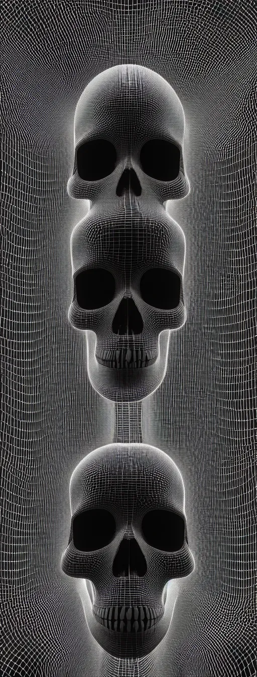 Image similar to black and white light 3D skull geometry, matte bright highly detailed, poetic, 3D render, digital art, octane render, 8K artistic photography, photo-realistic, by Dora Maar