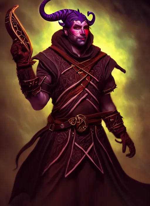 Image similar to tiefling bard, full body, hyper realistic, extremely detailed, dnd character art portrait, dark fantasy art, intricate fantasy painting, dramatic lighting, vivid colors, deviantart, artstation, by daniel r horne.