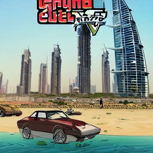 Prompt: gta : dubai by hayao miyazaki