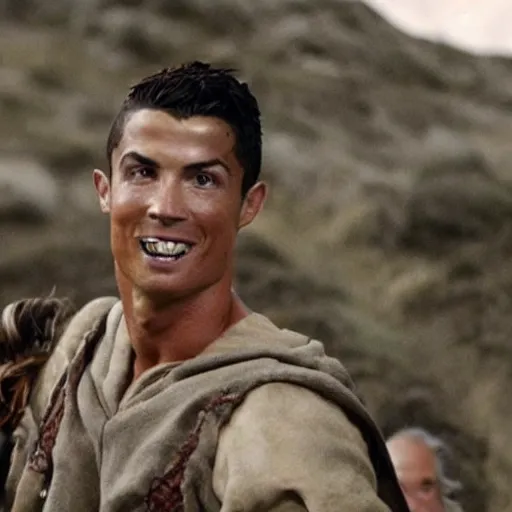 Image similar to a still of cristiano ronaldo in the lord of the rings