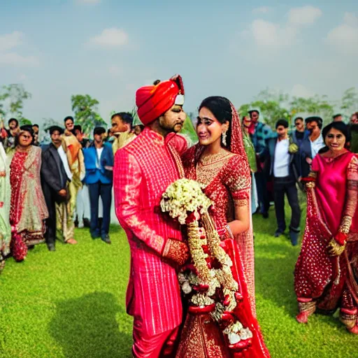 Prompt: bangladeshi wedding in open field