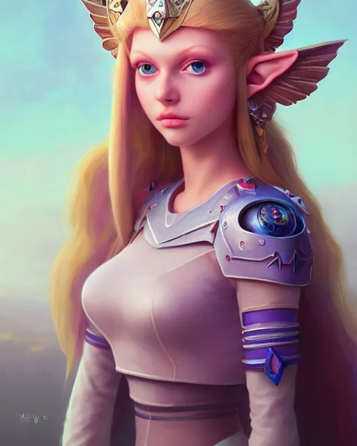 Prompt: highly detailed surreal vfx portrait of loren gray as princess zelda, stephen bliss, unreal engine, greg rutkowski, loish, rhads, beeple, makoto shinkai and lois van baarle, ilya kuvshinov, rossdraws, tom bagshaw, alphonse mucha, global illumination, detailed and intricate environment