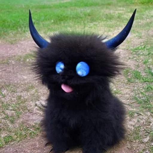 Prompt: Happy fluffy adorable demon creature wants a hug.